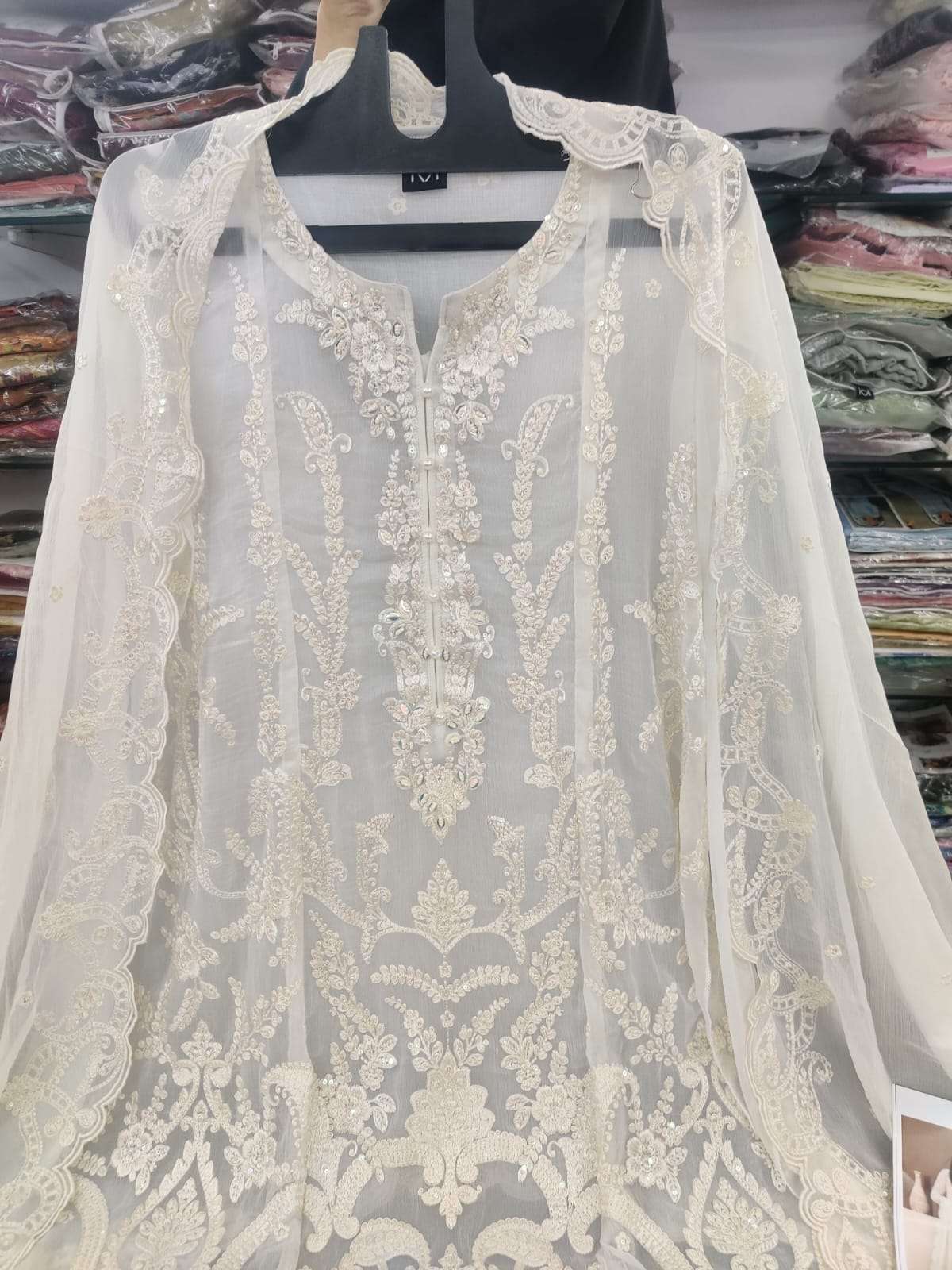 ALANI Fancy Embroidered Chiffon White open pic 2025 By Tawakkal